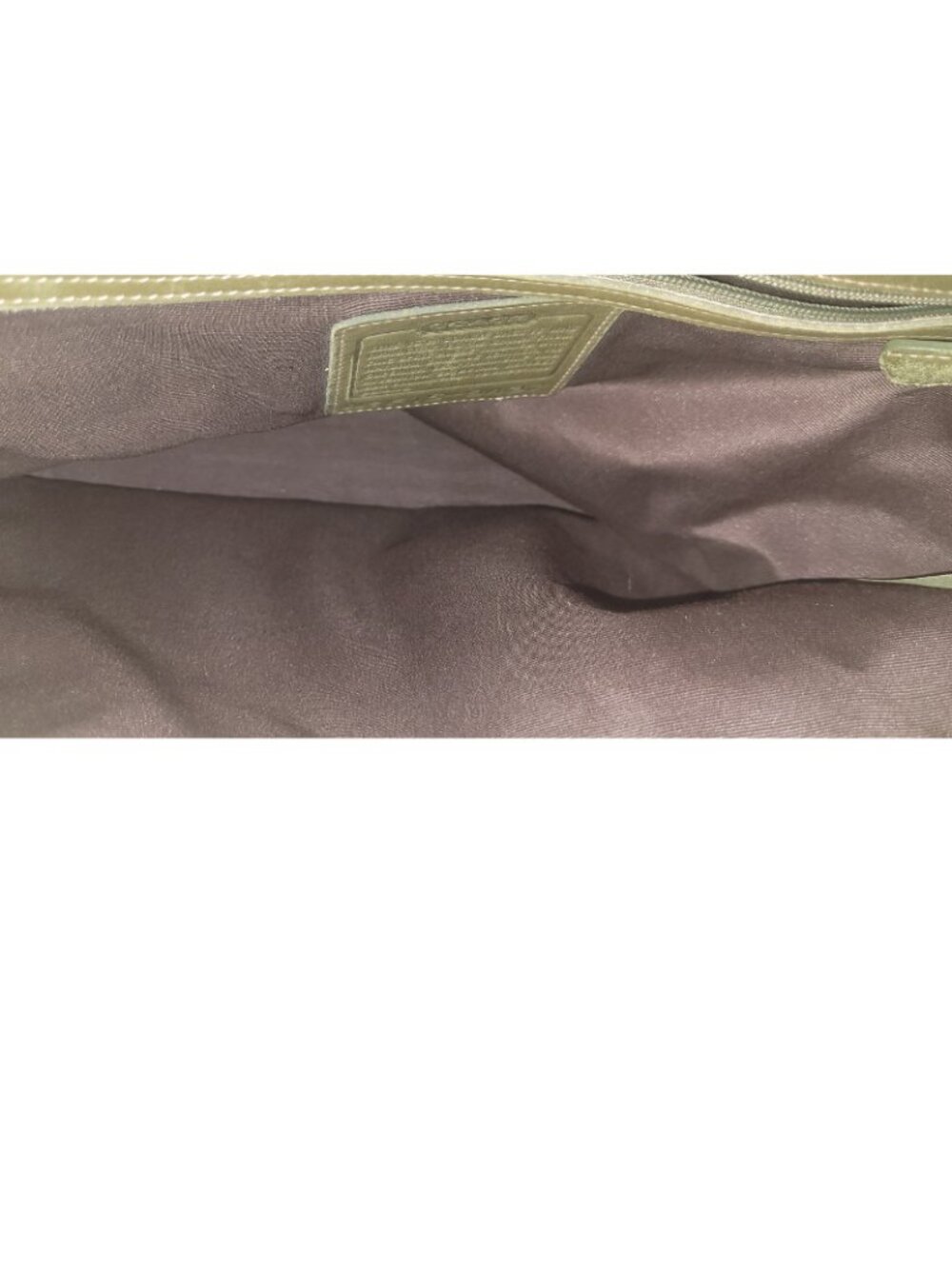 Coach Olive Green Suede Leather Trim Large Zip Tote Shoulder Bag - Picture 10 of 17